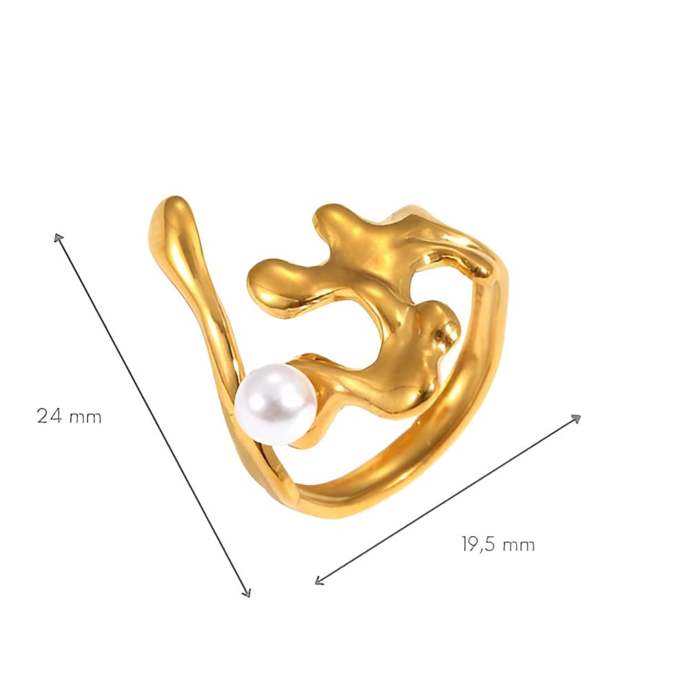 Bague ajustable dorée avec perle dimensions