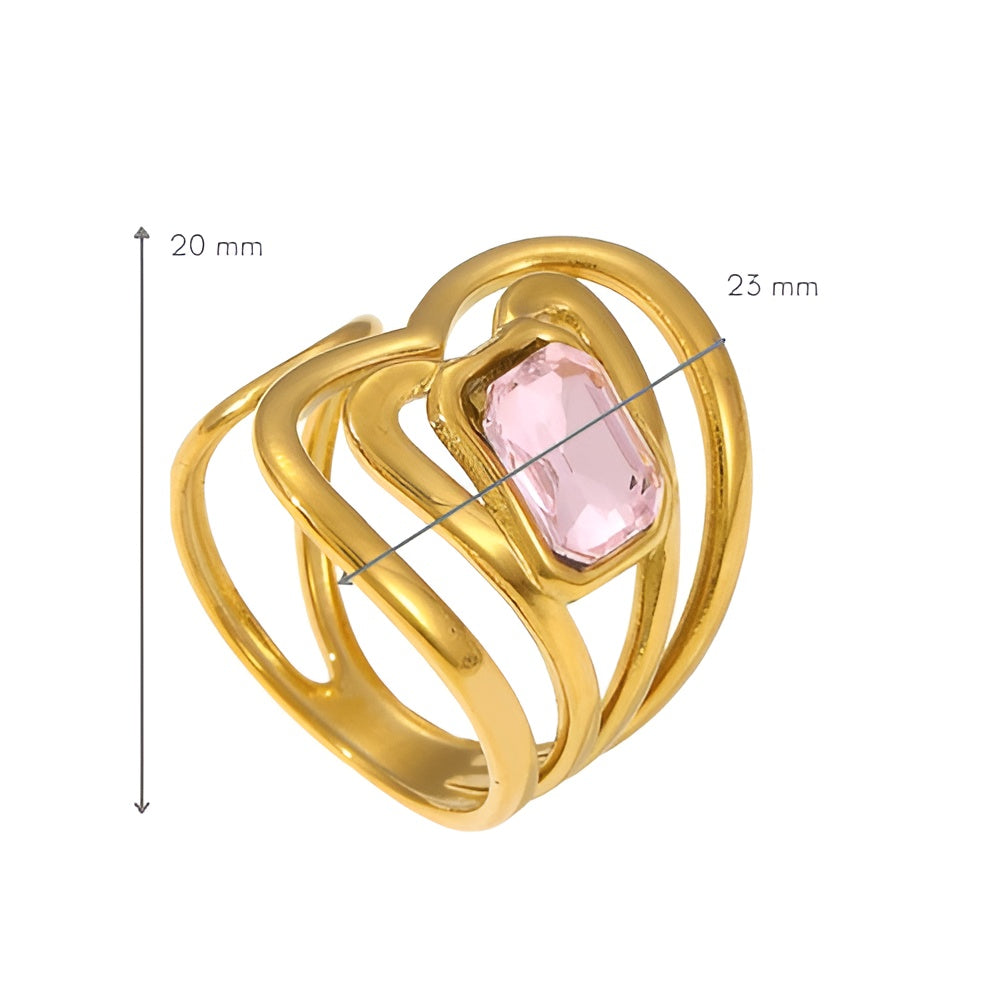 Bague ajustable avec pierre rose dimensions