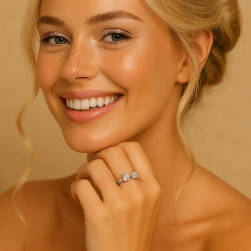Bague ouverte en argent | Double coeur