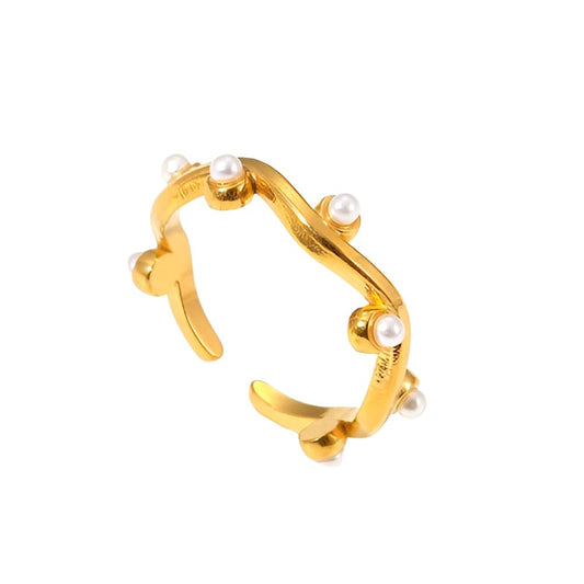 Bague ajustable fine avec perles