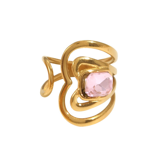 Bague ajustable avec pierre rose
