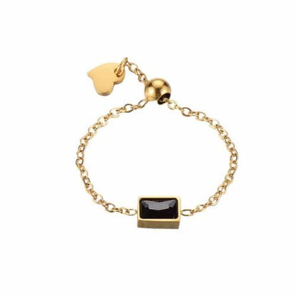 Bague réglable acier inoxydable diamant noir